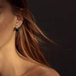 Abstract Diamond and Australian Black Sapphire Earrings