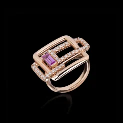 Affinity 3 Link Diamond and Pink Sapphire Ring