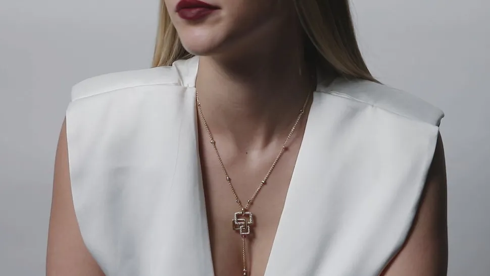 Affinity 3 Link Diamond and Rubellite Tassle Necklace