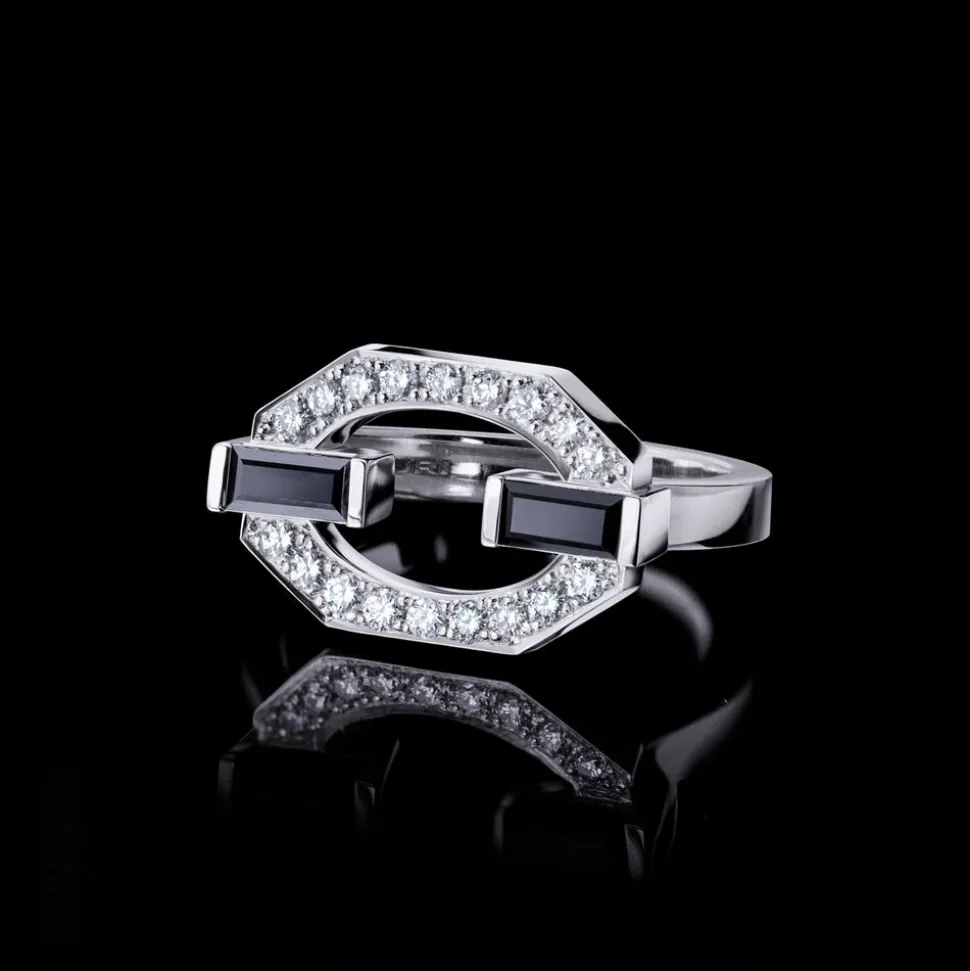 Athena Diamond and Australian Black Sapphire Ring