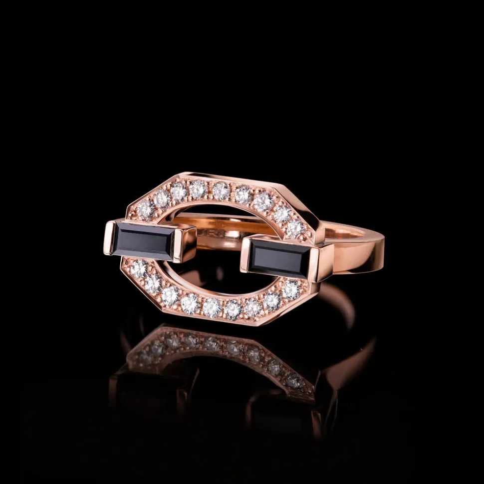 Athena Diamond and Australian Black Sapphire Ring