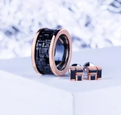 Cubism Australian Black Sapphire Ring (Wide)
