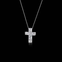 Cubism Diamond Cross Necklace (18 Set Diamonds)