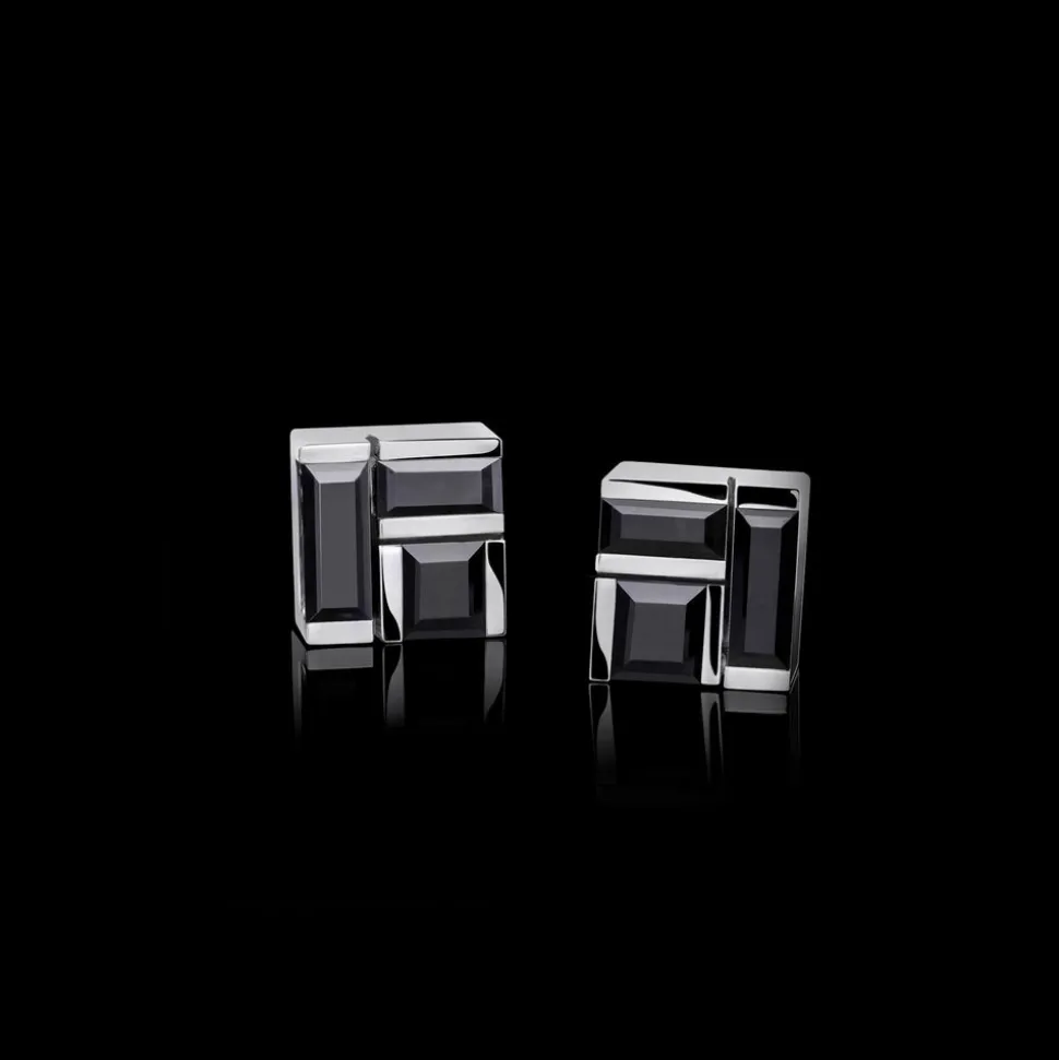 Cubism Earrings (Australian Black Sapphires)