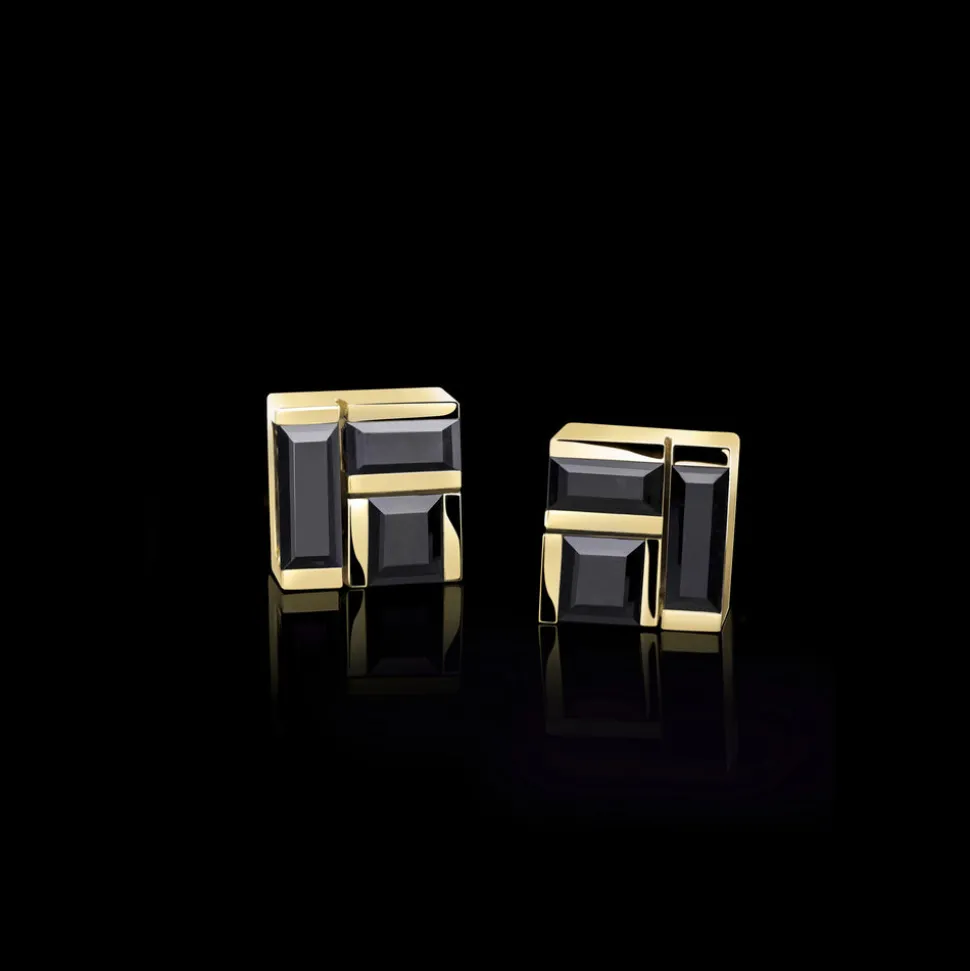 Cubism Earrings (Australian Black Sapphires)