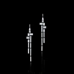 Cubism Pavé 11 Drop Diamond Earrings