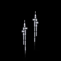Cubism Pavé 11 Drop Diamond Earrings