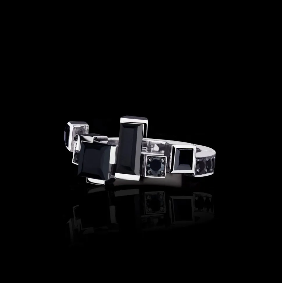 Cubism Radiant Australian Black Sapphire Ring