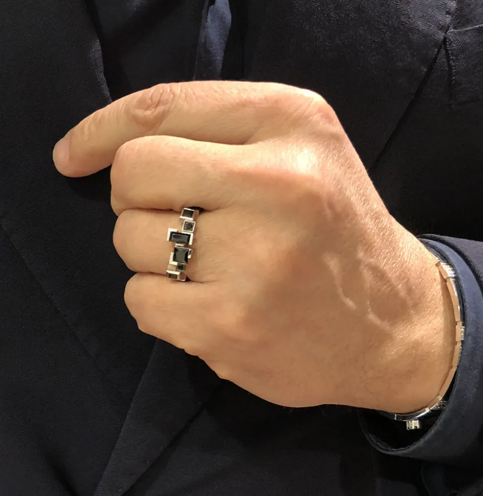 Cubism Radiant Australian Black Sapphire Ring