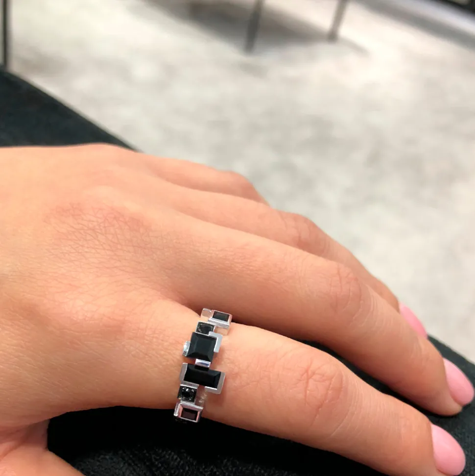Cubism Radiant Australian Black Sapphire Ring