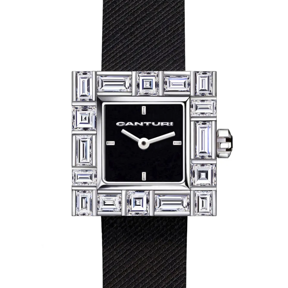 Cubism Watch | Diamond & Black Dial - Canturi Jewellery