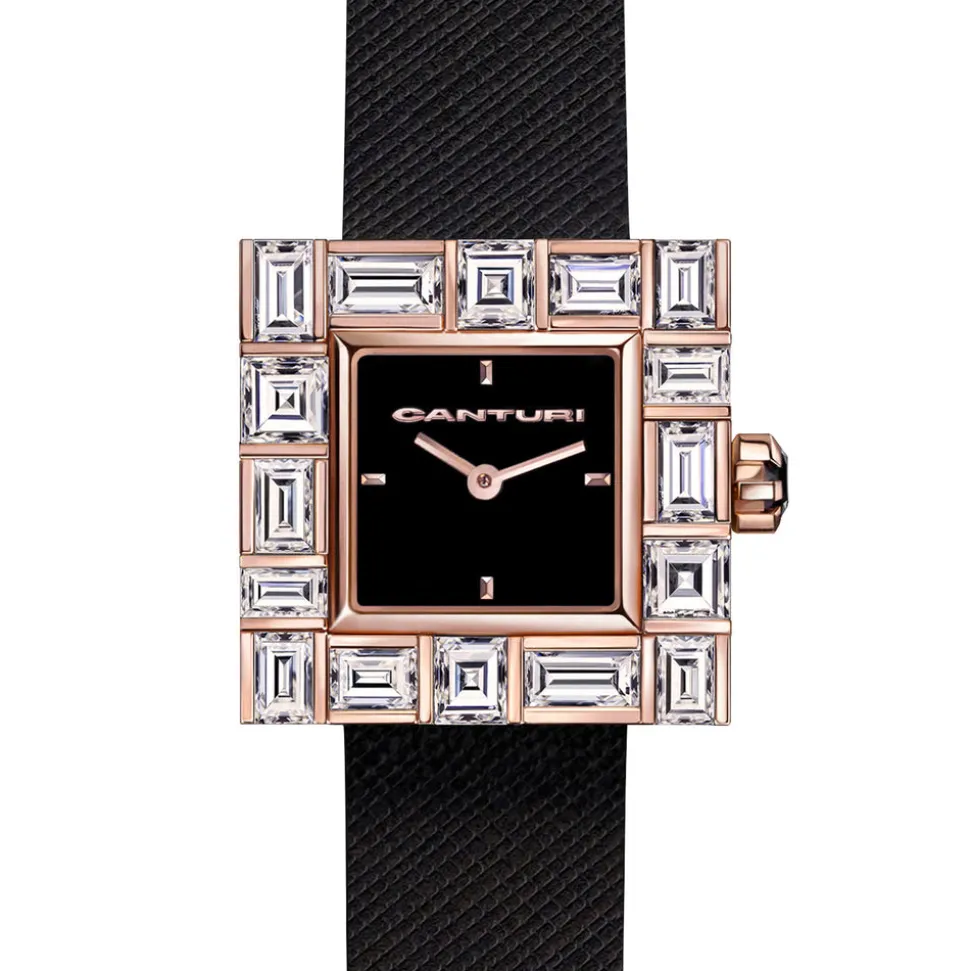Cubism Watch | Diamond & Black Dial - Canturi Jewellery