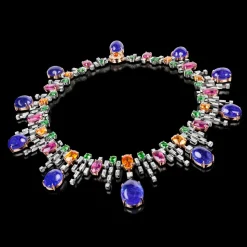 Iris Diamond and Gemstone Neckpiece