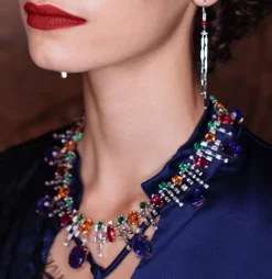 Iris Diamond and Gemstone Neckpiece