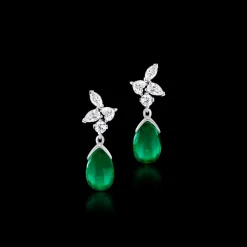 Primavera 5-Drop Diamond and Tear Drop Emerald Earrings
