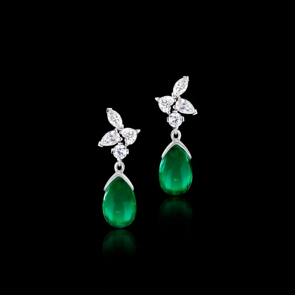 Primavera 5-Drop Diamond and Tear Drop Emerald Earrings