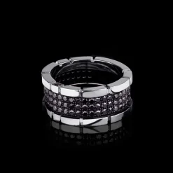 Regina 3 Row Black Diamond Ring