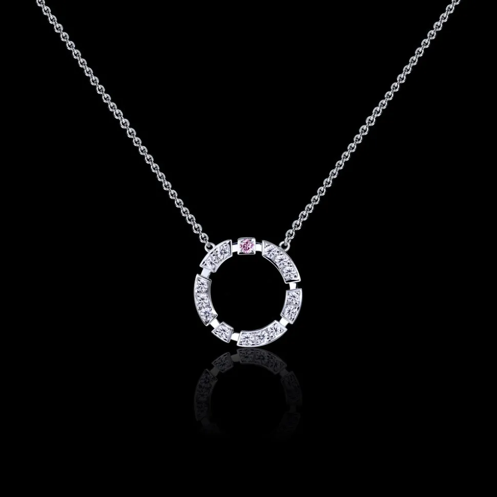 Regina Circular Diamond and Argyle Pink Diamond Necklace