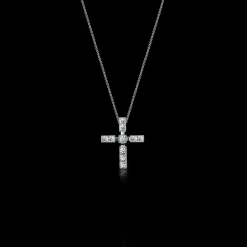 Regina Cross Necklace (Small with Diamonds)
