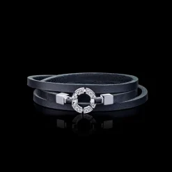 Regina Diamond and Australian Black Sapphire Leather Bracelet