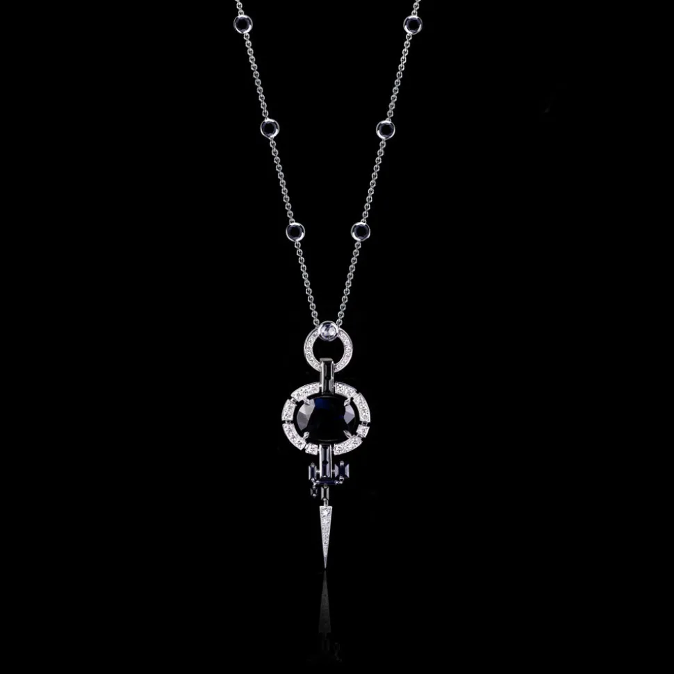 Regina Diamond and Australian Black Sapphire Neckpiece
