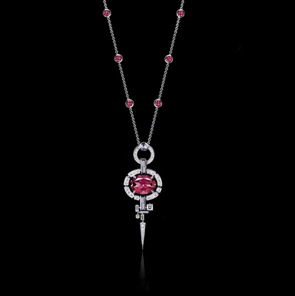 Regina Diamond and Pink Tourmaline Neckpiece