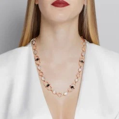 Regina Diamond, Australian black sapphire, Onyx, Moonstone and Ruby Neckpiece