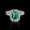 Regina Diamond Halo ring with Green Emerald