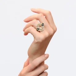 Regina Double Link Ring (Diamonds and Australian Black Sapphires)
