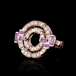 Regina Double Link Ring (Diamonds and Pink Sapphires)