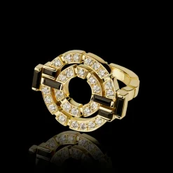 Regina Double Link Ring (Diamonds and Australian Black Sapphires)