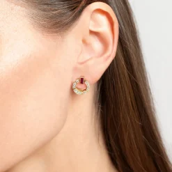 Regina Single Link Earrings | Diamonds & Ruby