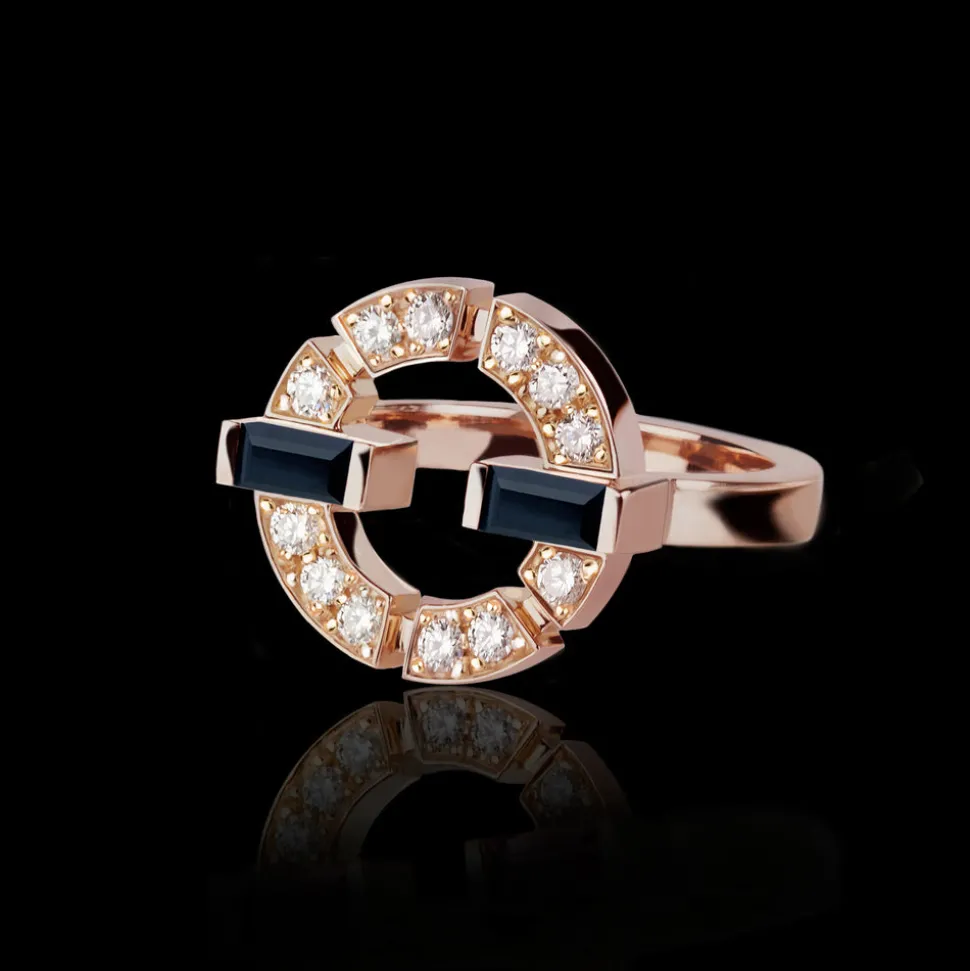 Regina Single Link Ring (Diamonds and Australian Black Sapphires)