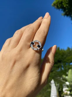 Regina Single Link Ring (Diamonds and Australian Black Sapphires)