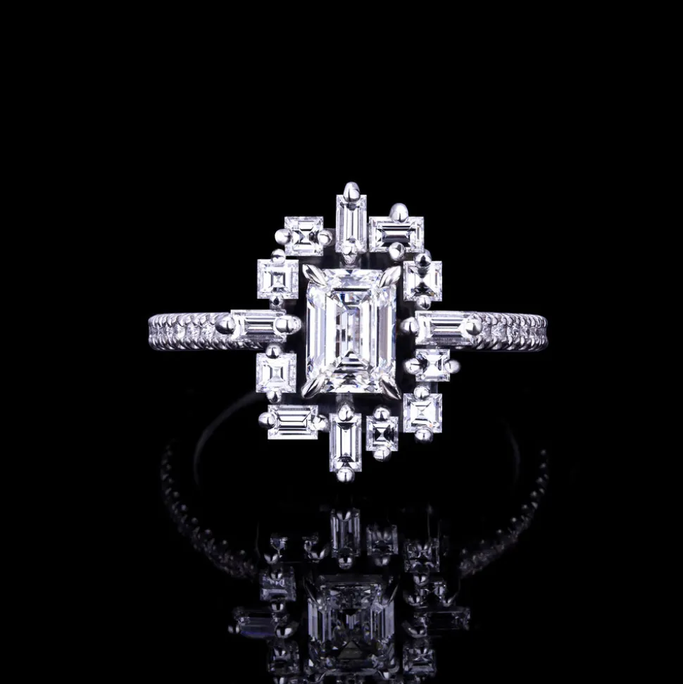 Stella 0.70ct Emerald Diamond Engagement Ring