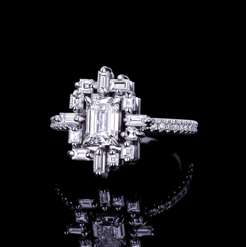 Stella 0.70ct Emerald Diamond Engagement Ring