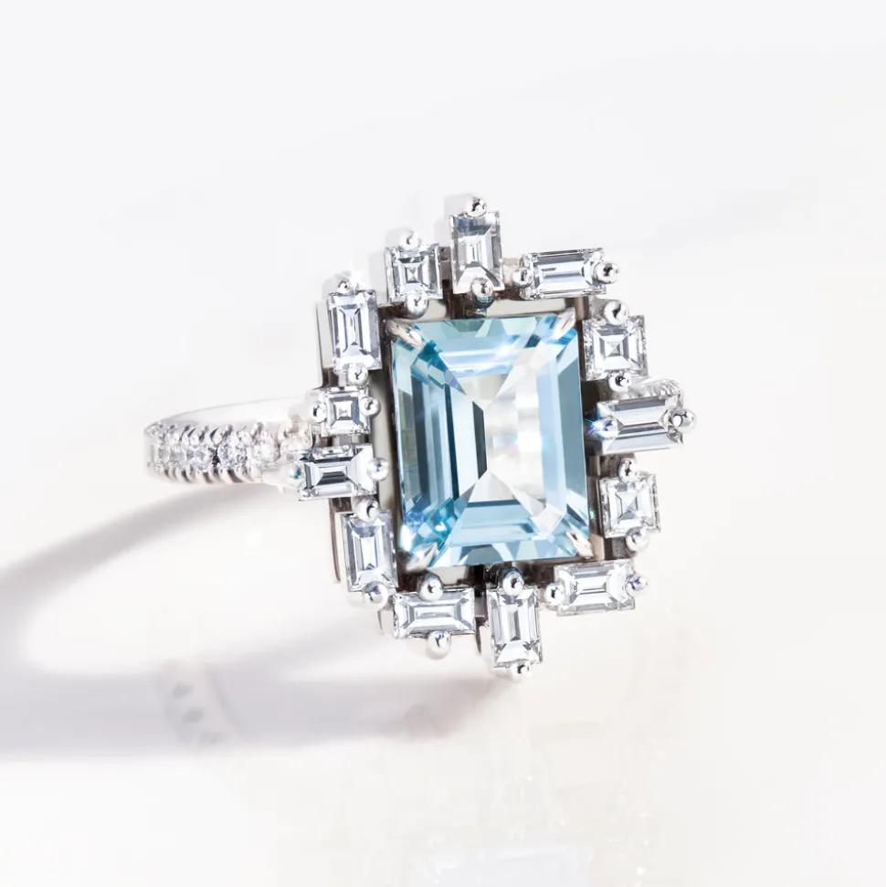Stella Diamond and Aquamarine Ring