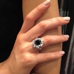 Stella Diamond and Australian Black Sapphire Ring