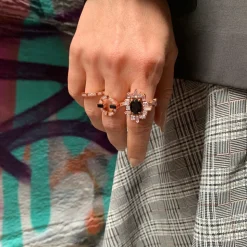 Stella Diamond and Australian Black Sapphire Ring