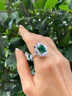 Stella Diamond and Green Emerald Ring