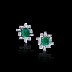 Stella Earrings (Diamonds and Green Emeralds)